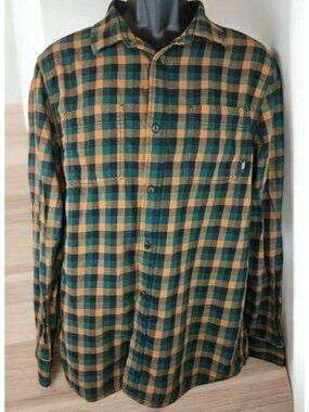 Vans Mens Green Plaid Button-Up Flannel Shirt Medium